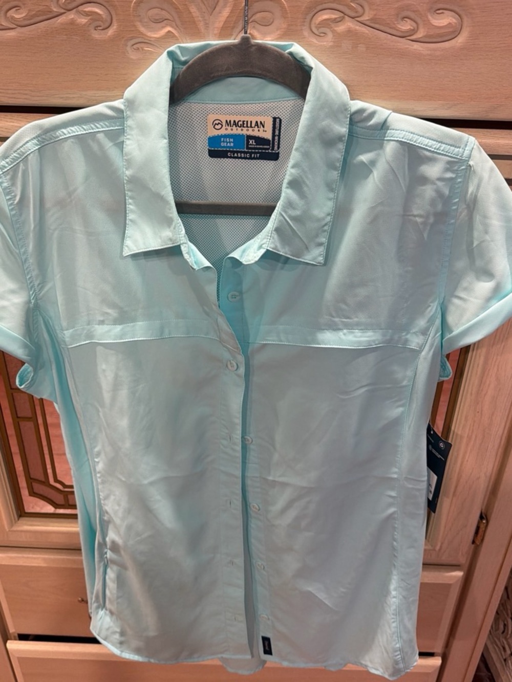 Magellan Outdoors Light Mint Short-Sleeve Button-Up Shirt